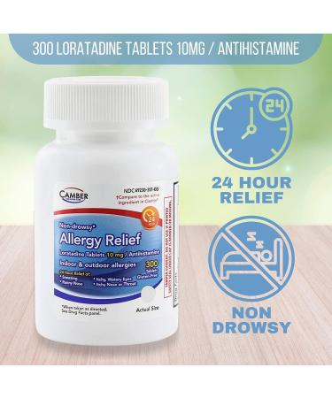 Camber Loratadine 10mg Allergy Relief Pills - 24 Hour Antihistamine Non-Drowsy 300 Tablets - International Shipping - Buy Online on GoSupps.com