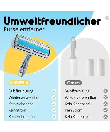 Mudela Lint Brush & Roller - Pet Hair Remover for Furniture & Sofas | Effective Lint Roll for Dogs & Cats - Gray - Buy Online on GoSupps.com