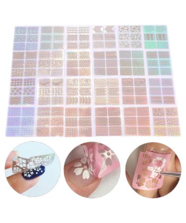 24Pcs DIY Nail Vinyls Nail Stencil Sticker Sheets Set Manicure Nail Art Decal Decoration Tool with Vinyl and Stencil Sheets Design Templates Stickers Equipment for Decorations Drawing