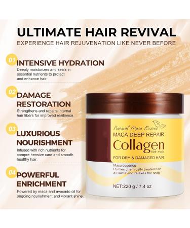 OHCVG Collagen Hair Mask Deep Conditioning to Repair Dry and Damaged Curly Hair Deep Repairing Conditioner Containing Maca Essence - Buy Online on GoSupps.com