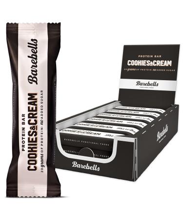 Barebell's protein bar - delicious protein bar with chocolate - sugar arm 20 grams of protein without palm oil - cookies & cream 12 x 55gr