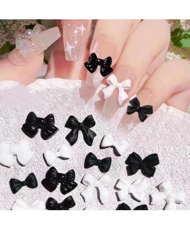 300stk Butterfly Pearl Nail Charms - 3D Black & White Bow Knot Decorations for Women & Girls - Acrylic Nail Art - Buy Online on GoSupps.com
