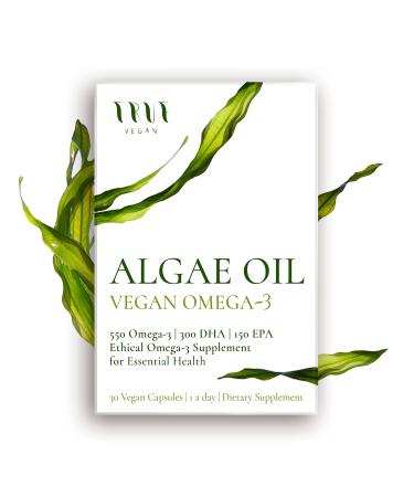 Algae Oil Ethical Omega-3 Supplement sourced from Algae. 550 Omega-3 300 DHA 150 EPA - Vegan Friendly