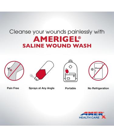 AMERIGEL Saline Wound Wash - 4 Fl. Oz | First Aid Cleansing Solution for Advanced Skin and Wound Care - Buy Online on GoSupps.com
