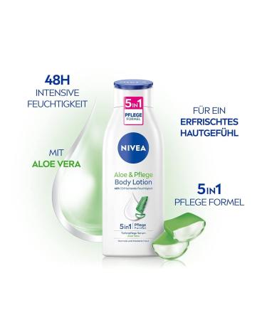 Nivea Aloe & Care Body Lotion 400ml - 5in1 Moisturizing Cream for Dry Skin - Natural Aloe Vera Deep Care Serum - Buy Online on GoSupps.com