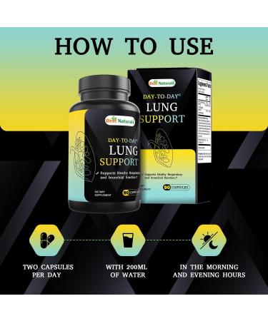 Best Naturals Day-to-Day Lung Support Supplements 90 Veg Cpasules - Made with Mullein Quercetin Cordyceps Nettle Feverfew Marshmallow Olive Leaf Extract 90 Count (Pack of 1) - Buy Online on GoSupps.com
