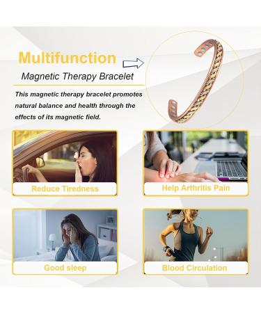 Shop Copper Magnetic Bracelet for Women - Arthritis Relief Adjustable Pure Copper Three-Color Gold Braid Jewelry - Buy Online on GoSupps.com