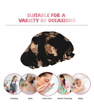 Cute Brown Cartoon Owls Reusable Shower Cap - Waterproof Hair Cap with Peva Lining & Double Protection Layers - Buy Online on GoSupps.com