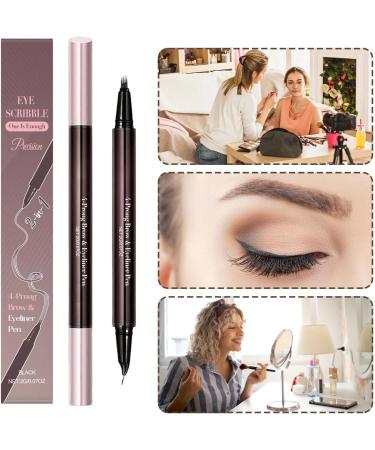  Qikam Eyebrow Pen 2-in-1 Waterproof Eyeliner | Eyeliner - For Makeup and Beauty for Dates Evenings and Meetings for Women and Girls - Buy Online on GoSupps.com