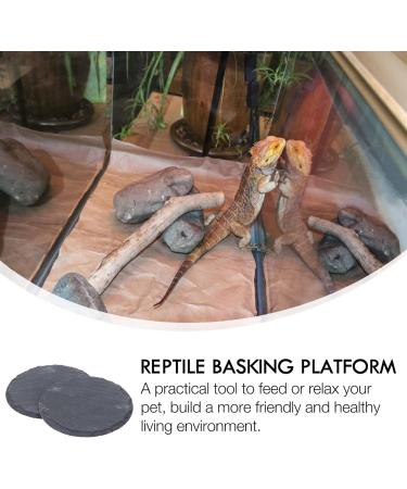 Alipis Reptisoil Reptile Basking Platform Stone Round Tortoise Feeding Dish Rock Lizard Food Bowl Habitat Decor for Gecko Snake 2Pcs Terrarium Reptile - Buy Online on GoSupps.com