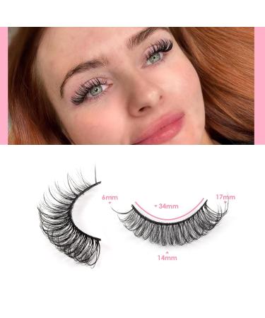 Glowing Win 3D Effect Russian Strip Lashes - 10 Pairs D Curl Cat Eye Fake Eyelashes | Reusable Wispy Short Lashes - Buy Online on GoSupps.com