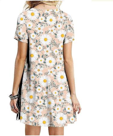 ZSDVBZS Summer Dress 2023 - Casual Loose Short Sleeve T Shirt Dress for Women - Boho Swing Beach Cover Up - Pink - X-Large - Buy Online on GoSupps.com