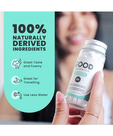 Good Organics Toothpaste Tablets - Natural Plaque Removal & Teeth Whitening - Zero Waste, Xylitol, Travel-Friendly, Fluoride-Free - Minty Flavor - 90 Counts - Buy Online on GoSupps.com