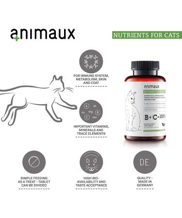 Animaux Cat Nutrients | All-Natural Vitamins for Strong Immune System | Supports Cell Protection | Healthy Skin & Coat | 120 Chewable Tablets - Buy Online on GoSupps.com