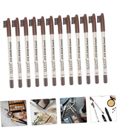 CANIGHT 12pcs Cosmetic Supplies Brow Pencil Brush Coffee Eyebrow Pencil Powder Wood - Buy Online on GoSupps.com