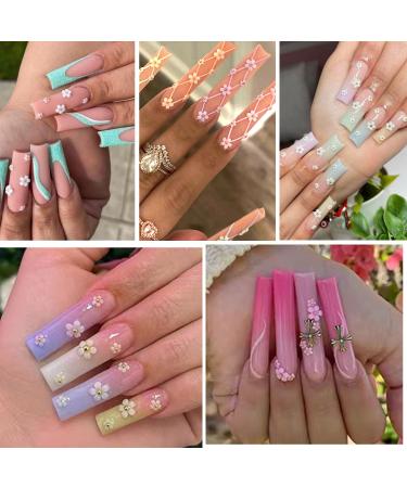 BAIYIYI 3D Flower Nail Charms & Caviar Beads Set - DIY Nail Decoration Kit with Pickup Pencil, 6 Colors - Acrylic Resin Flowers & Metal Ball Beads for Nail Art - Buy Online on GoSupps.com