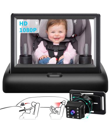 Cuplu Baby Car mirror Camera Night Vision Baby Car Seat Mirror 4.3 HD'' Night Vision Function Car Mirror Display Adjustable Baby Car Camera with Wide Crystal Clear View Perfect Night Vision