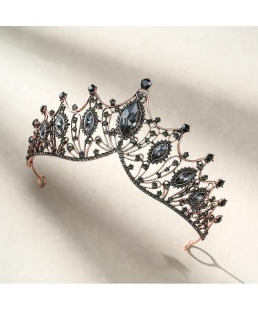 SWEETV Vintage Metal Queen Crown Crystal Headpiece for Women - Ideal for Birthday, Quinceanera, Prom - Black - Buy Online on GoSupps.com
