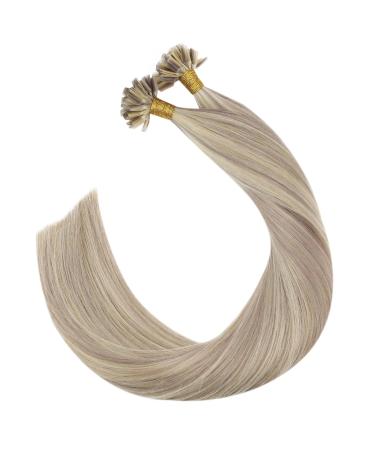 Ugeat 35cm Keratin Bonding Real Hair Extensions - U Tip 1g/Strands Ash Blonde Highlights (#18P613) - 50 Strands 14 Inch Quality Real Hair - Buy Online on GoSupps.com