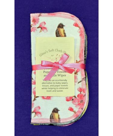 Kids Lunchbox Napkins 5-Pack - Owls & Birds Fun Flannel Washable 8x8 inches - Little Wipes (R) Flannel - Buy Online on GoSupps.com