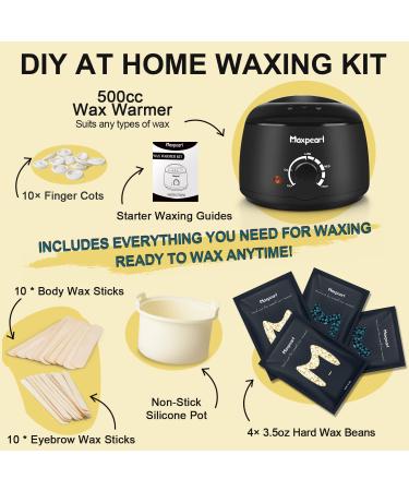 Wax Kit for Hair Removal - Hard Wax Beans for Coarse Hair with Blue Beads Refills - Ideal for Women and Men - Bikini, Eyebrow and Body Waxing - Includes Wax Warmer - Buy Online on GoSupps.com