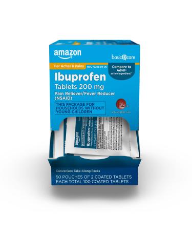 Amazon Basic Care Ibuprofen Tablets 200 mg Pain Reliever and Fever Reducer For Headache Muscular Aches Arthritis Backache and More 100 Count (Pack of 1)