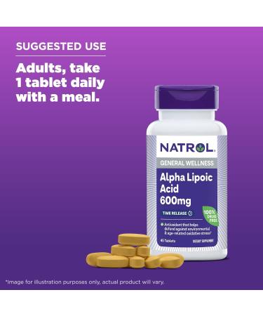 Natrol Alpha Lipoic Acid 600 mg - Dietary Supplement for General Wellness 45 Tablets | International Shipping Available - Buy Online on GoSupps.com