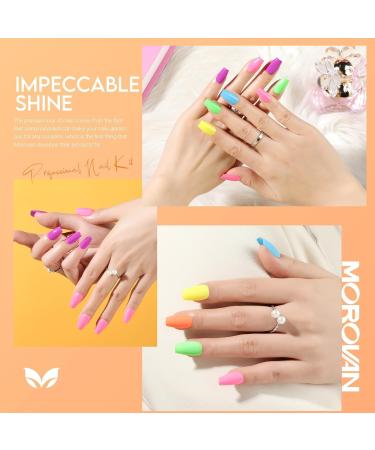 Morovan Neon Nail Polish Set - Quick Dry Vibrant Colors | 6 Bright Shades | Glossy Fingernail Polish Kit | Perfect Summer Gift for Women - Buy Online on GoSupps.com