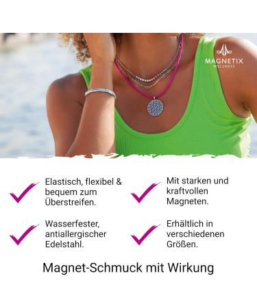 Shop Magnetix Wellness Flexi Magnetic Jewelry - Gloss Design Silver with Crystals | Comfortable Fit for Swollen Wrists (XL) - Buy Online on GoSupps.com