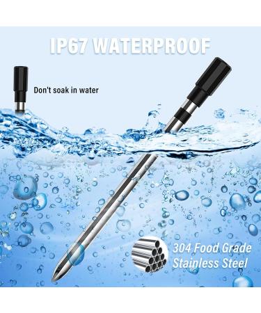 Wireless Meat Thermometer with Timer & Alarm - IP67 Waterproof 210m Bluetooth Signal - 2-Piece Grill & Frying Thermometer - Buy Online on GoSupps.com