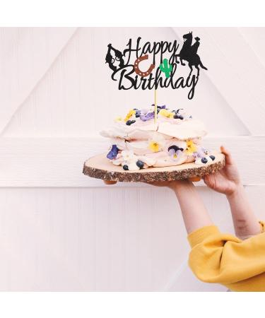 Arthsdite Cowboy Happy Birthday Cake Topper Little Cowboy Cake Topper Boot Shooting Western Theme Cake Decorations Black Glitter Decors for Kids Boy Men Birthday Party Supplies - Buy Online on GoSupps.com
