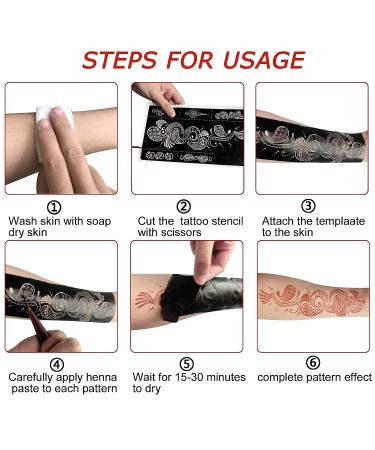 Henna Tattoo Stencils Kit - Reusable Indian Temporary Tattoo Templates - Buy Online on GoSupps.com
