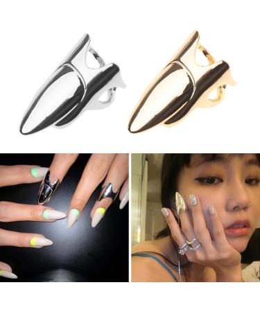 QIXIAMO Adjustable Finger Nail Art Finger Rings Women Girl Gifts Jewelry Nail Rings Adjustable Fingertip Rings Alloy matter Silver - Buy Online on GoSupps.com