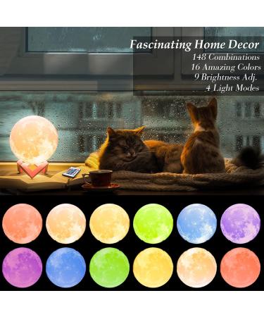 Mydethun 2024 LED 3D Moon Light - 16 Colors Wooden Base Remote Control USB Charging - Perfect Mother's Day Gift & Bedroom Lamp for Kids & Home D cor - Buy Online on GoSupps.com