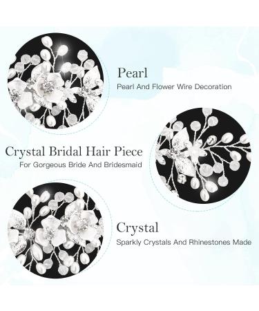 Makone Bride Hair Accessories Wedding Hair Vines Crystal Headpieces Flower Headband Bridal Hair Pieces wedding hair accessories for women Silver Flower Vine - Buy Online on GoSupps.com