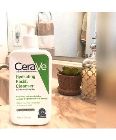 CeraVe Hydrating Facial Cleanser 12 fl oz - Gentle Moisturizing Cleanser for All Skin Types - Buy Online on GoSupps.com