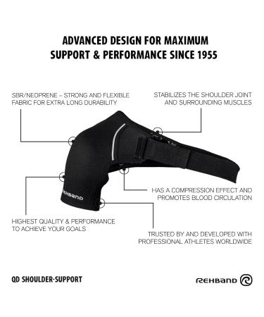 Rehband Shoulder Brace | Adjustable Neoprene Support for Men & Women | Sports & Everyday Use | Medium Black - Left Side - Buy Online on GoSupps.com