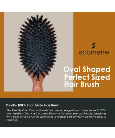 Spornette Deville Boar Bristle Oval Paddle Brush - Hair Straightening, Smoothing, Detangling, Styling - Wooden Handle - All Hair Types - Women, Men, Kids - Buy Online on GoSupps.com