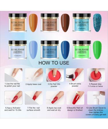 Roseflower Dipping Powder Nails Kit - 6 Colors Nude Dip Powder Starter Kit with Base & Top Coat | DIY Salon Manicure at Home | Blassing Gling Sling Laits Hainted for Perfect Nails - Buy Online on GoSupps.com