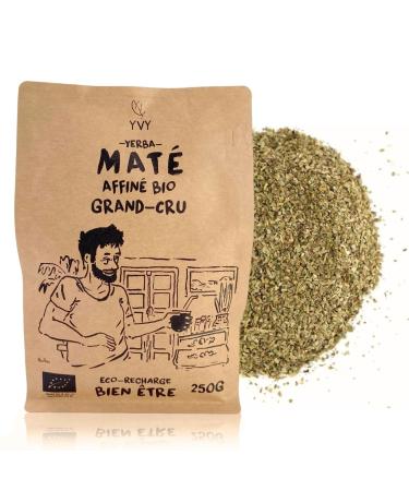 YVY YVY MAT Organic Yerba Mate Aged 24 Months Grand Cru 250g | Unsmoked Stemless Dust-Free | Fair Trade Low Bitterness and Natural
