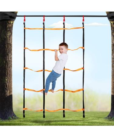 Odoland Ninja Net Climbing Cargo Net 3.9ftx6.6ft - Outdoor Obstacle Course for Kids with Buckles and Rings - Training Equipment and Swing Set Attachment - Buy Online on GoSupps.com