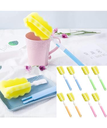 8-Piece Foam & Bottle Cleaning Brush Set for Baby Bottles & Cups - Orange Blue Green Pink - Buy Online on GoSupps.com