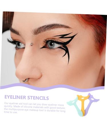 Housoutil 3 pcs Girl Eyeshadow Women Tool Multi-functional Eye Reusable Aid Makeup Stencils Eyeliner Silicone - Buy Online on GoSupps.com