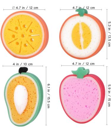 EXCEART Assorted Fruit Bath Sponges Multi- Use Cute Fruit Pattern Sponges Colorful Kids Bath Sponge Foam Kids Shower Loofah Sponge for Body Home Cleaning - Buy Online on GoSupps.com
