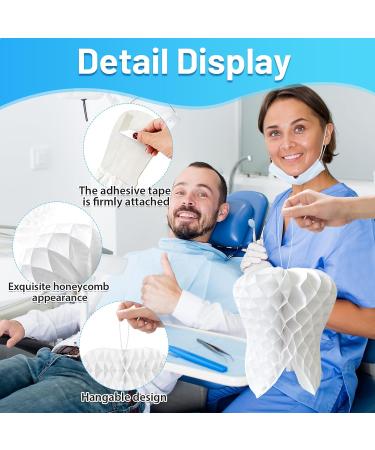 4 Pack 12 Inch White Tooth Honeycomb Decorations Hanging Tissue Paper Ornaments 3D Dental Theme Decorations for Dentist Office Dental Student Graduation Classroom and Clinic D cor - Buy Online on GoSupps.com