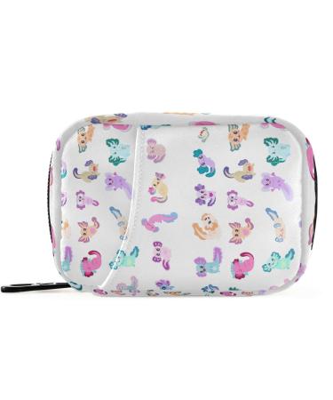 Pfrewn Pill Organizer Case 7 Day Cute Cartoon Axolotl Character Travel Pill Box with Zipper Portable Small Weekly Vitamin Medicine Supplement Holder Pouch Bag