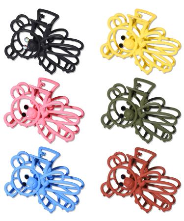 Metal Hair Claw Clips for Women Large Hollow Bear Hair Clip Nonslip Grip Hair Jaw Clips Strong Holder for Thick Hair 6 Pack Bear Hair Clip Set A