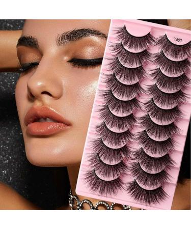 Eyelashes | 3D Lashes False Eyelashes 10-Pairs Faux Lashes Wispy Lashes Pack Dramatic Long Thick Volume Fake Eye Lash Puchen Y502 - Buy Online on GoSupps.com