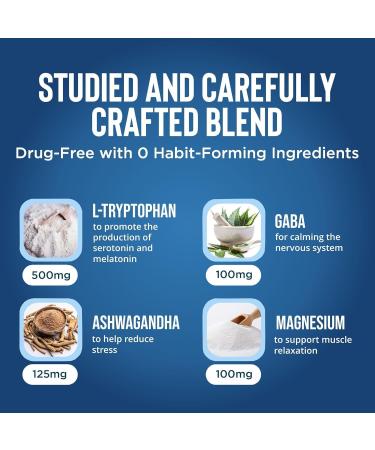 Relaxium Sleep Aid Melatonin with Magnesium Glycinate Valerest & Ashwagandha Non-Habit Forming Sleep Supplement 60 Vegan Capsules 30-Day Supply - Buy Online on GoSupps.com