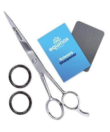 Equinox Professional Hair Scissors - Hair Cutting Scissors Professional - 6.5 Overall Length - Barber Scissors for Men and Women - Premium Shears For Salon and Home Use (Ice Tempered - Silver) A - Silver